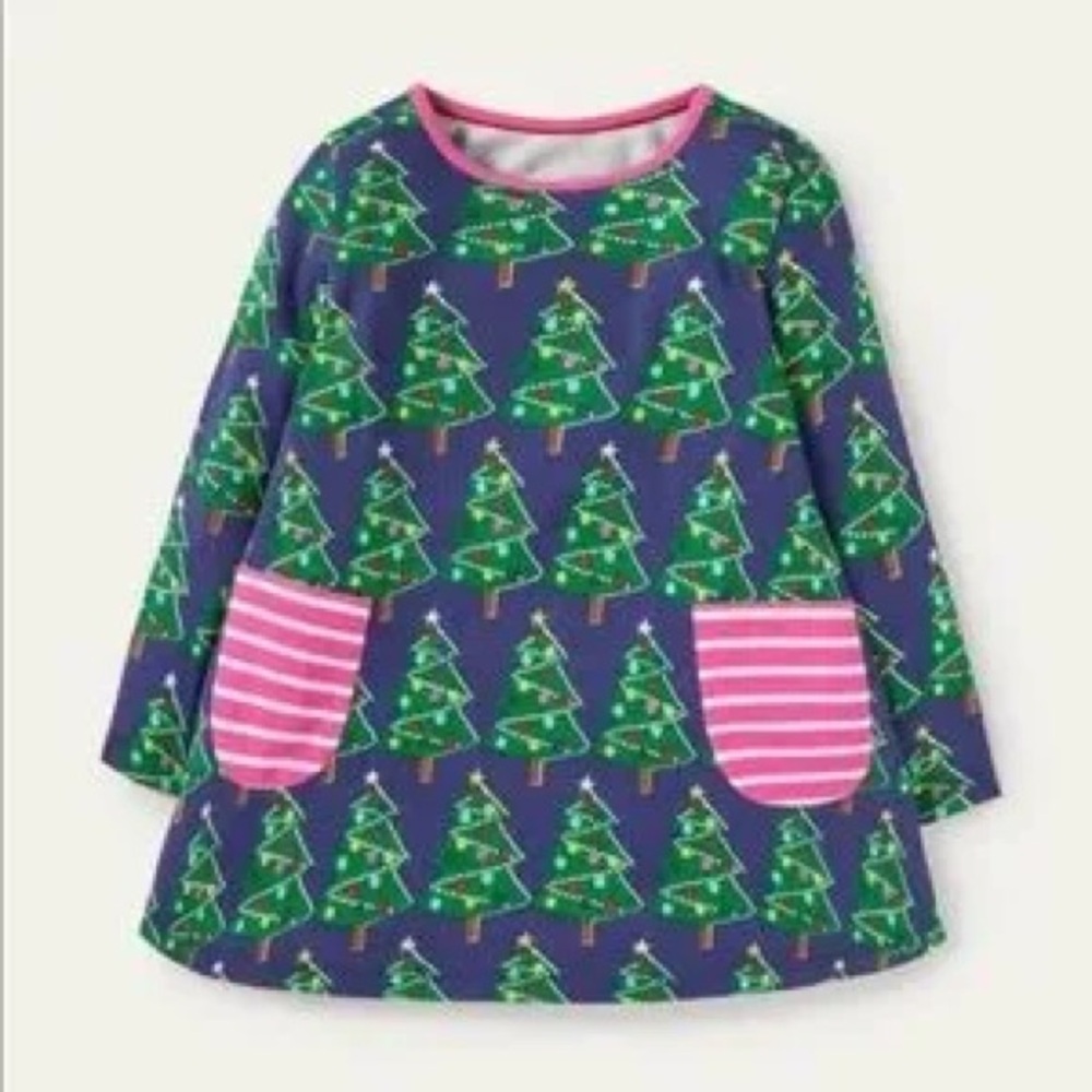 *NEW* MINI BODEN CHRISTMAS TREE TUNIC DRESS 2-3 YEARS - Picture 1 of 6